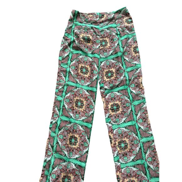Gianni Bini Women's Medium Green Red White Geometric Paisley Print Flowy Pants - Picture 5 of 16